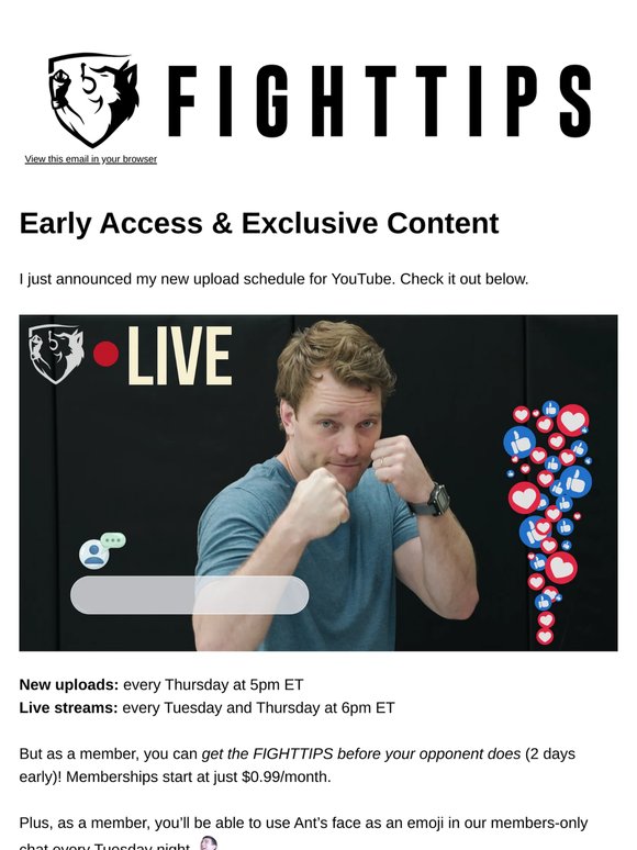 New FIGHTTIPS YouTube Upload Schedule Announced