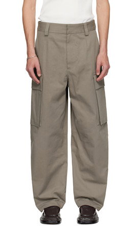 Taupe Cotton Twill Cargo Pants - Bottega Veneta