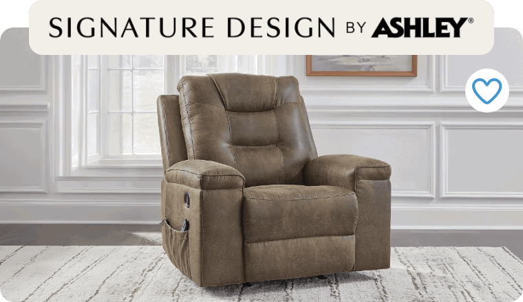 Signature Design by Ashley Stockworth Recliner, Heat & Massage, Earth