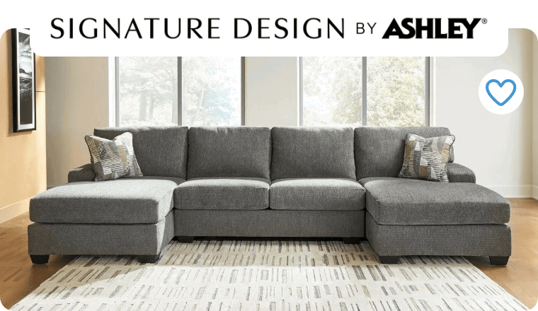 Signature Design by Ashley Clarington 3-Piece Sectional with Double Chaise, Gray