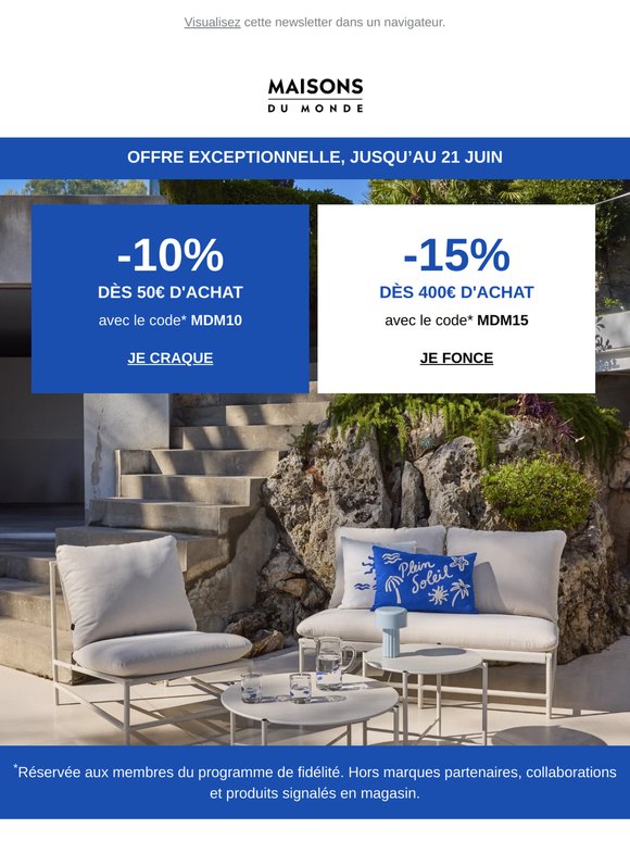 Jusqu'à -15% de remise immédiate