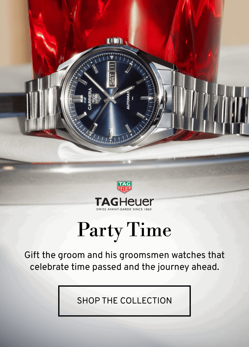 Stainless steel luxury watch with blue dial. Party Time. Watches to gift the groom & groomsmen. Click to Shop The Collection