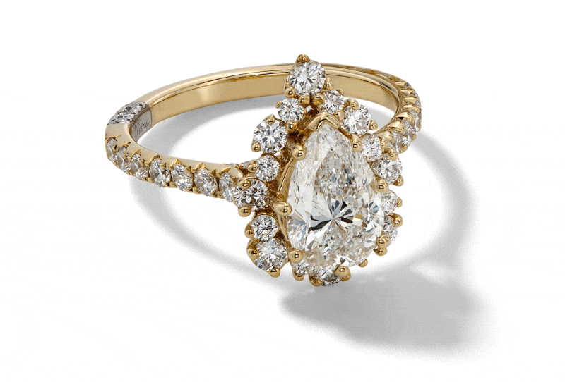 Rotating frames of various styles of lab grown engagement rings.