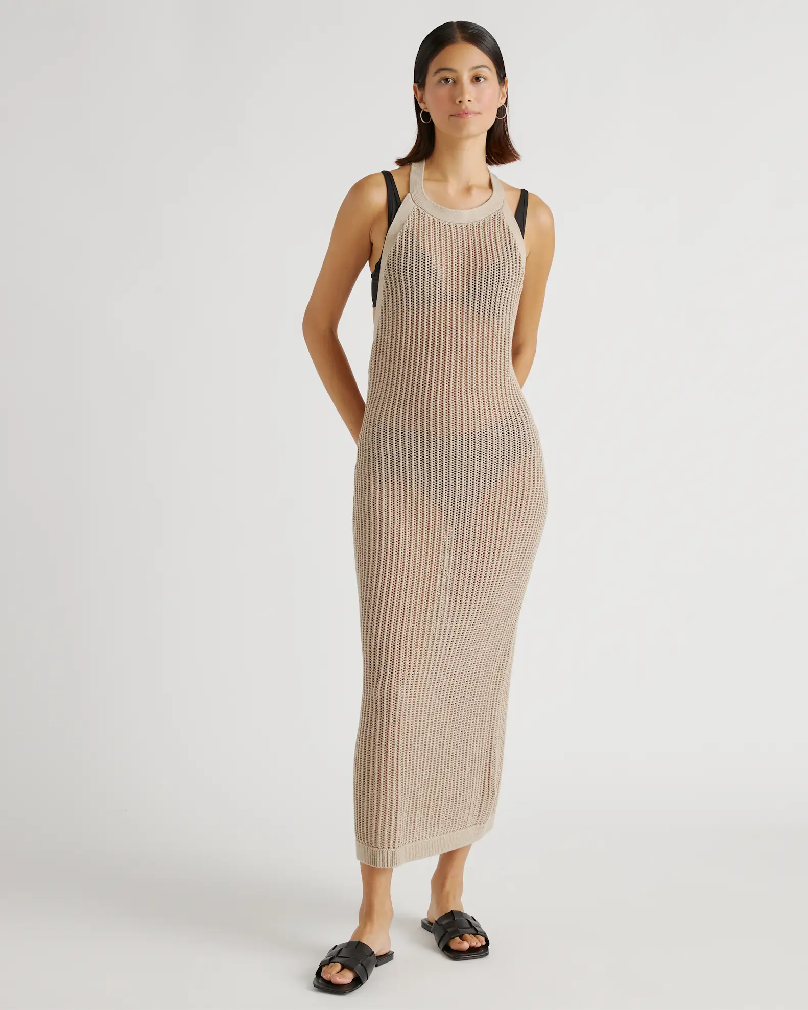 100% Organic Cotton Open-Knit Cover-Up Maxi Dress