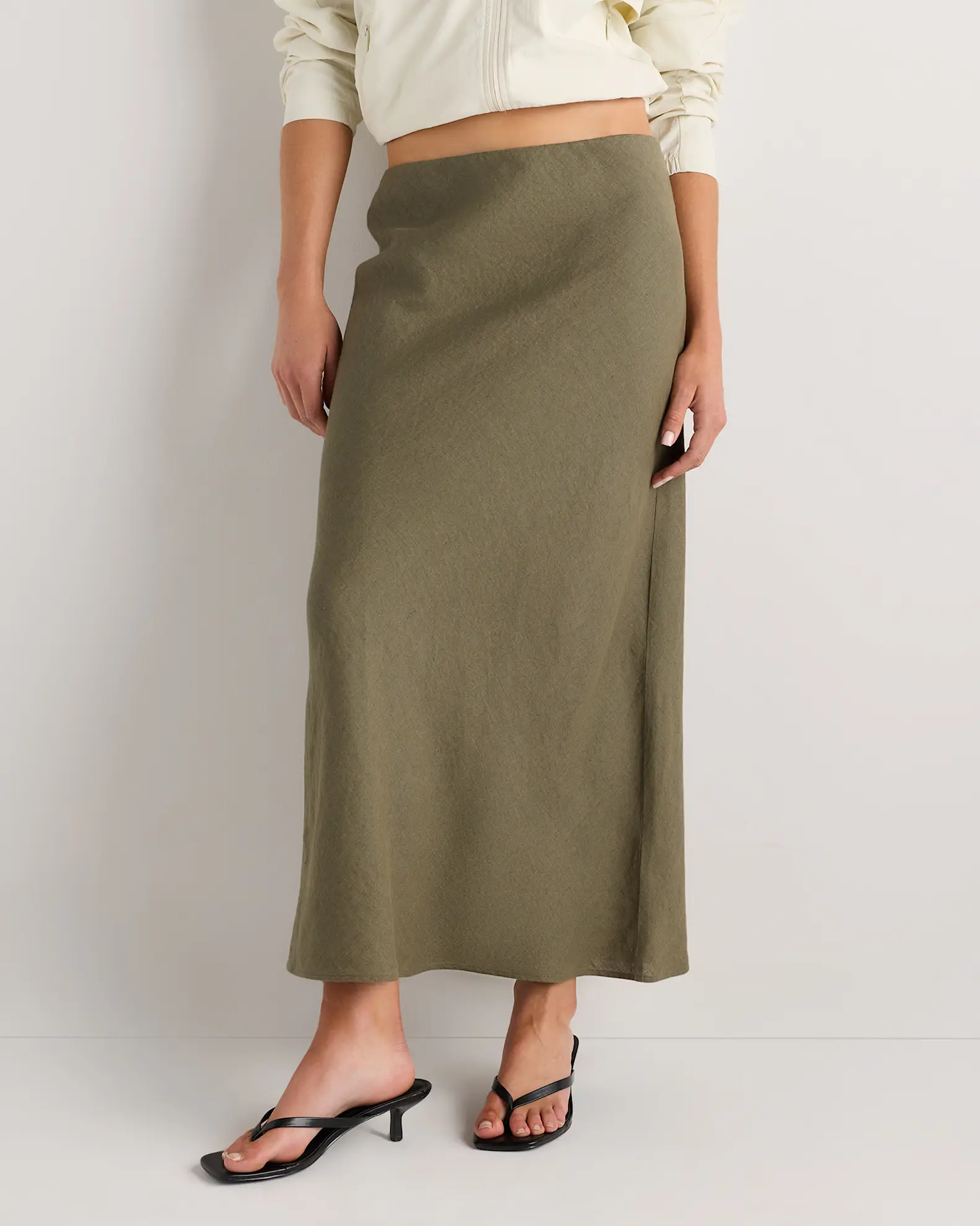 100% European Linen Midi Slip Skirt