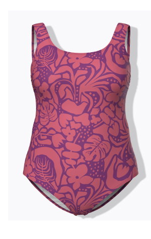 Purple Floral One Piece Swimsuit