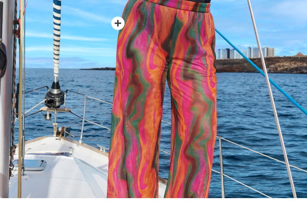 Wave Print Elastic Waist Palazzo Pants