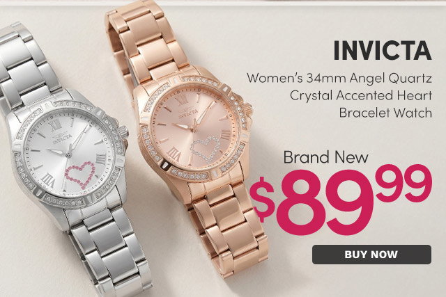 INV-49842, INV-49843  INVICTA | Women's 34mm Angel Quartz Crystal Accented Heart Bracelet Watch – Brand New $89.99
