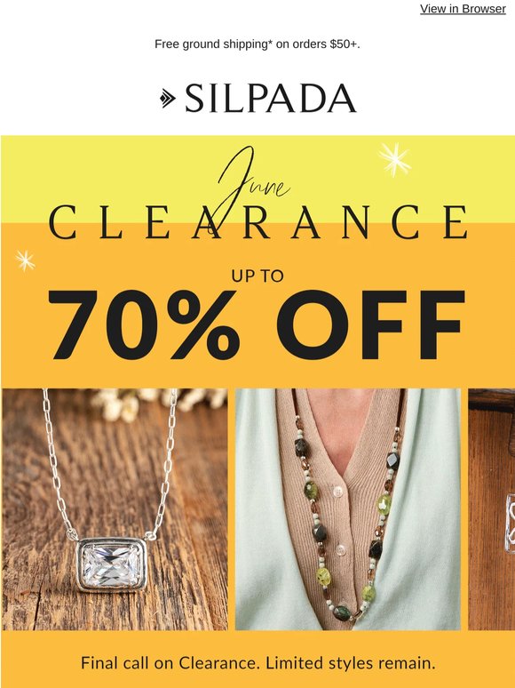 LAST DAY: UP TO 70% OFF Clearance Event 🔥