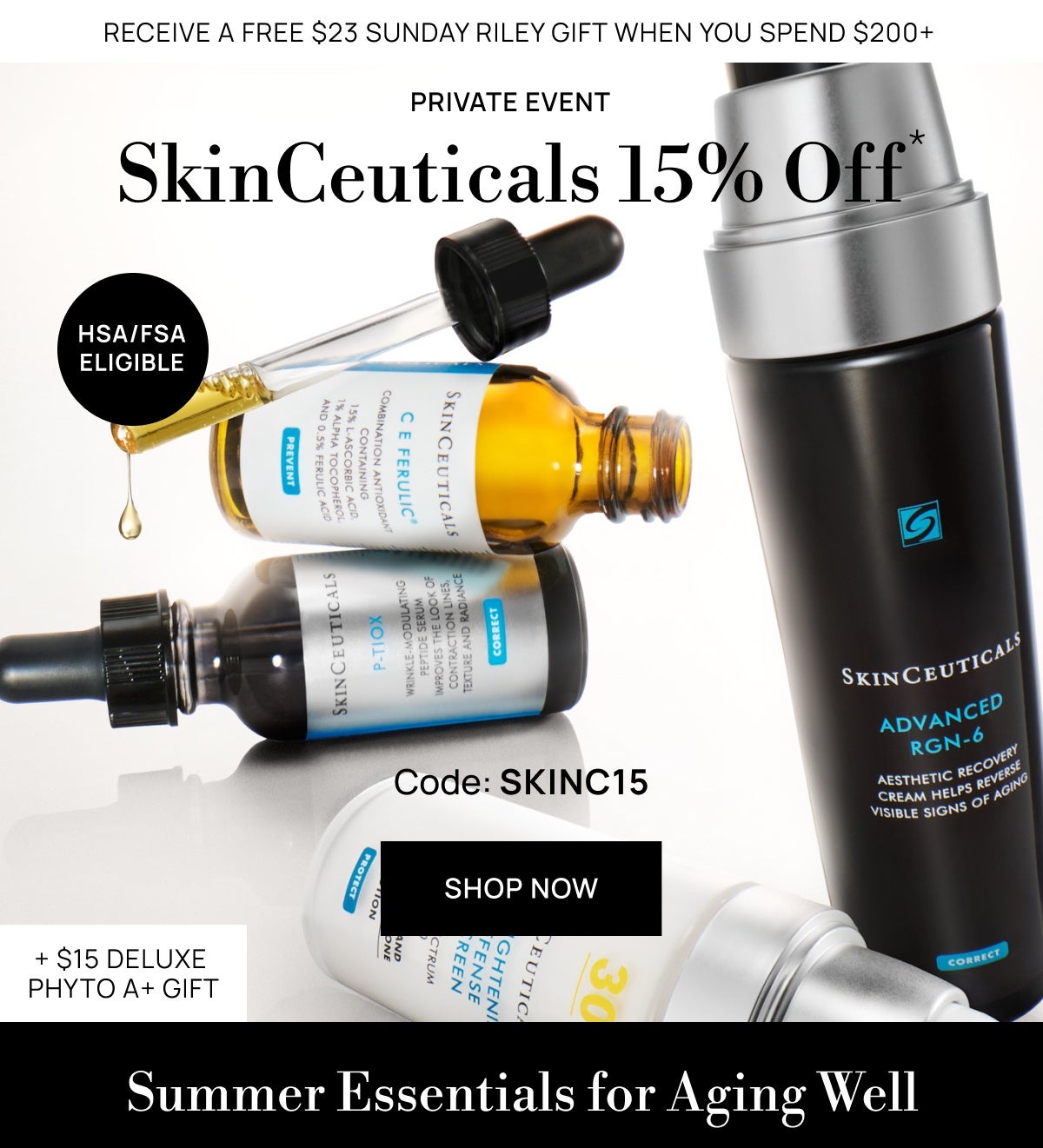 SkinCeuticals 15% off with code SKINC15