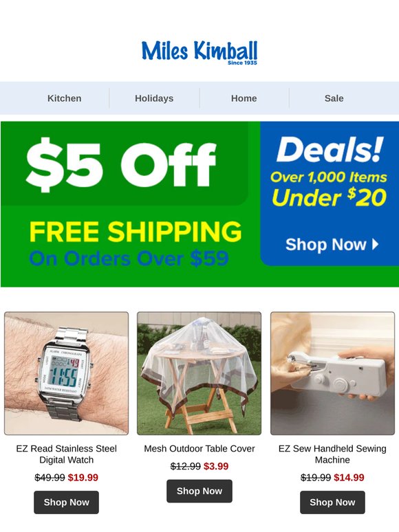 Triple Savings: $5 Off, Free Shipping & Under-$20 Deals