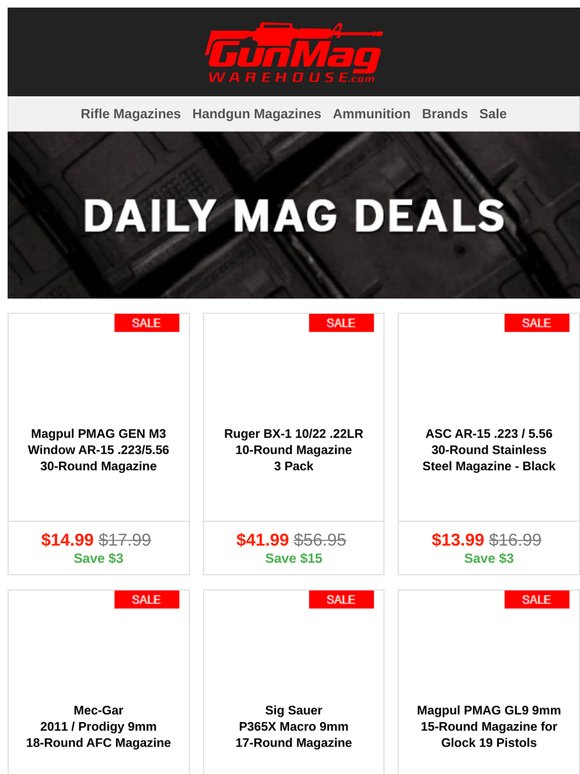 Midweek Mag Deals | Magpul PMAG GEN M3 Window AR-15 5.56 30-Round Mag for $15
