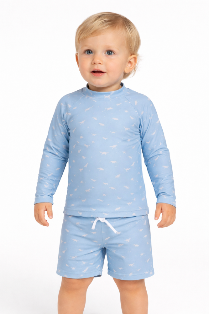 Image of Bablegøye UV Longsleeve Swimtop, Dusty Blue (UPF 50+)