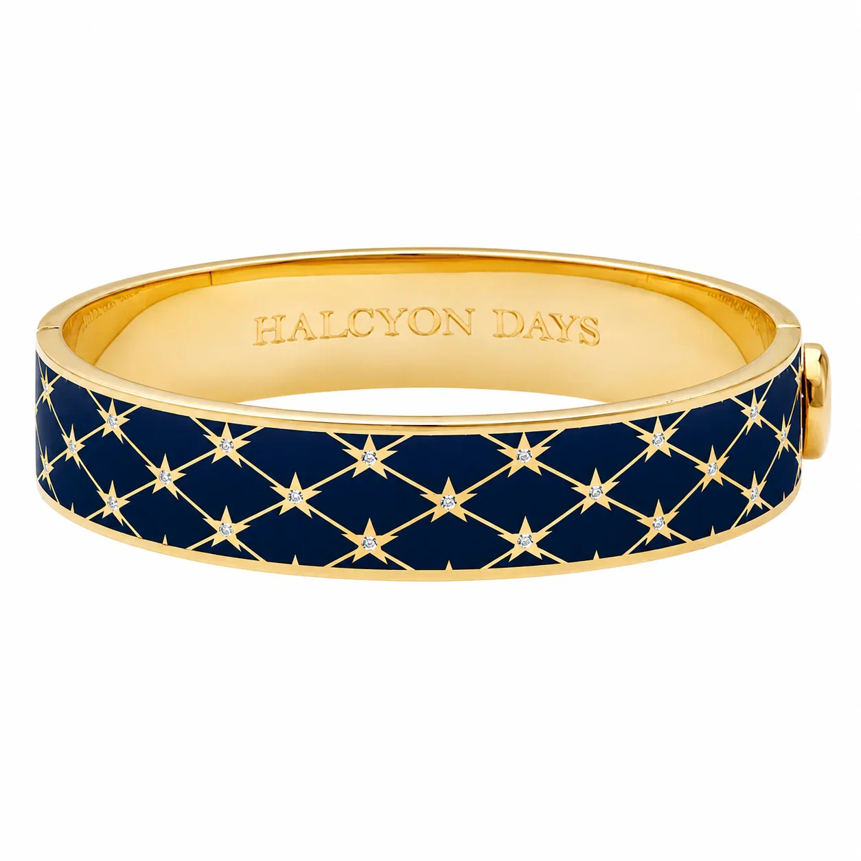 Image of Star Sparkle Trellis Hinged Bangle in Estate Blue & Gold