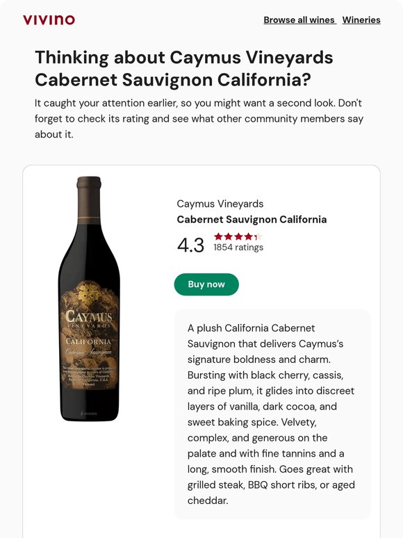 Still interested in Caymus Vineyards Cabernet Sauvignon California? 👀