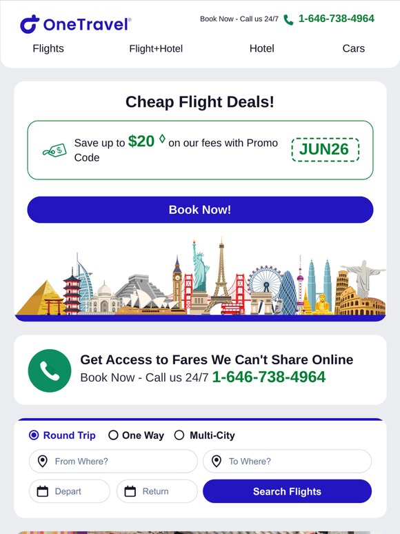 ✈️ Cheap Flight Deals! Save up to $20 on Our Fees!