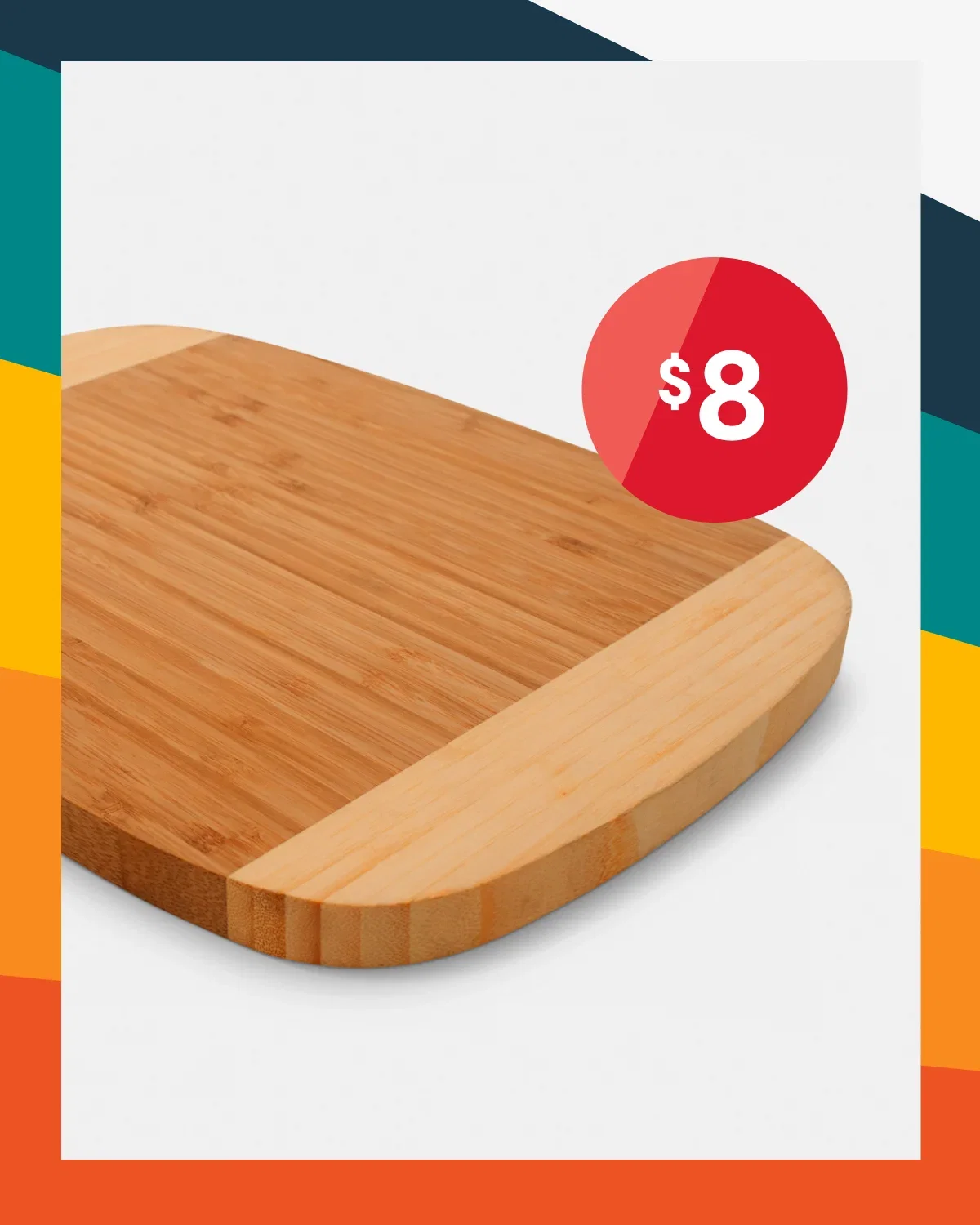 Bamboo cutting board. Size: 35(L) x 25(W) cm. $8.