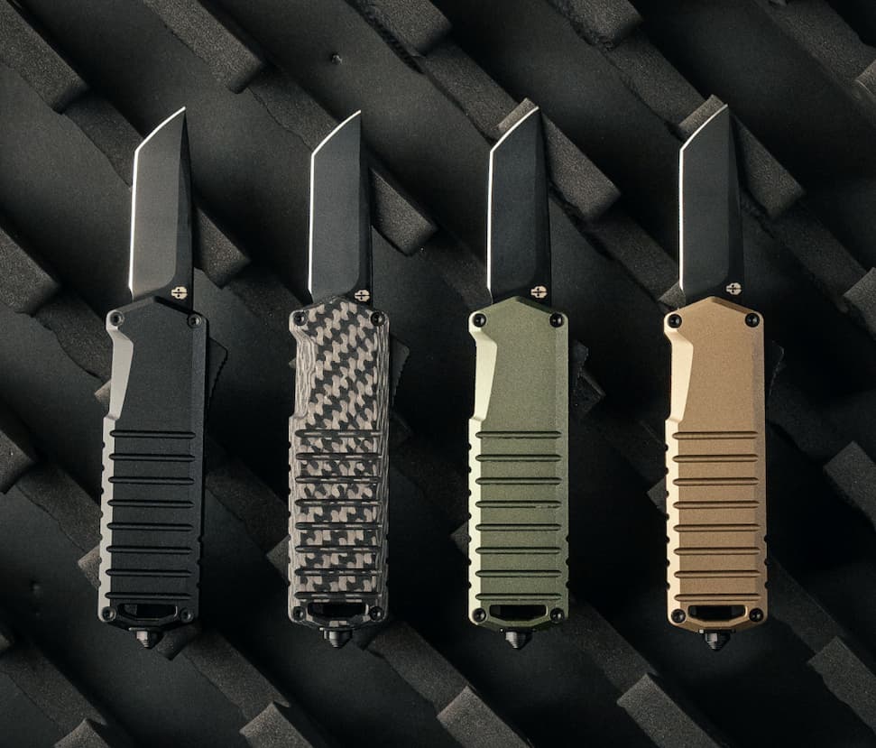 A2 Badger Mini Automatic OTF Knife Lineup.