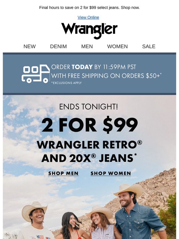 Sale on jeans + free shipping ends tonight!