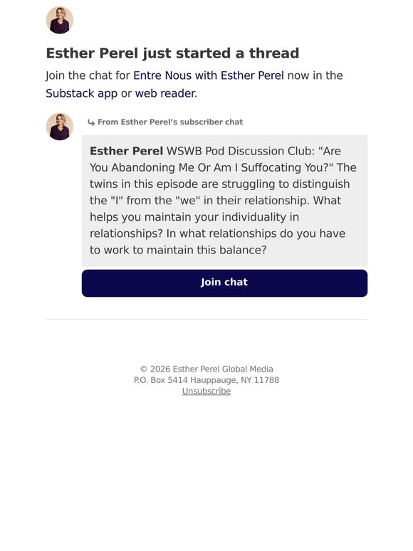 💬 New thread from Esther Perel