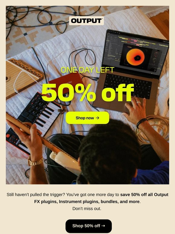 ⏰ One day left for 50% off