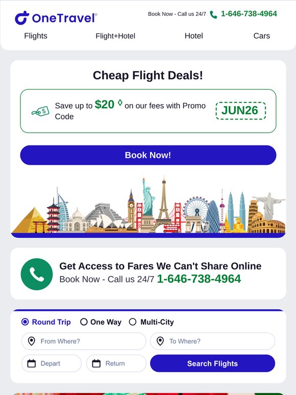 ✈️ Cheap Flight Deals! Save up to $20 on Our Fees!