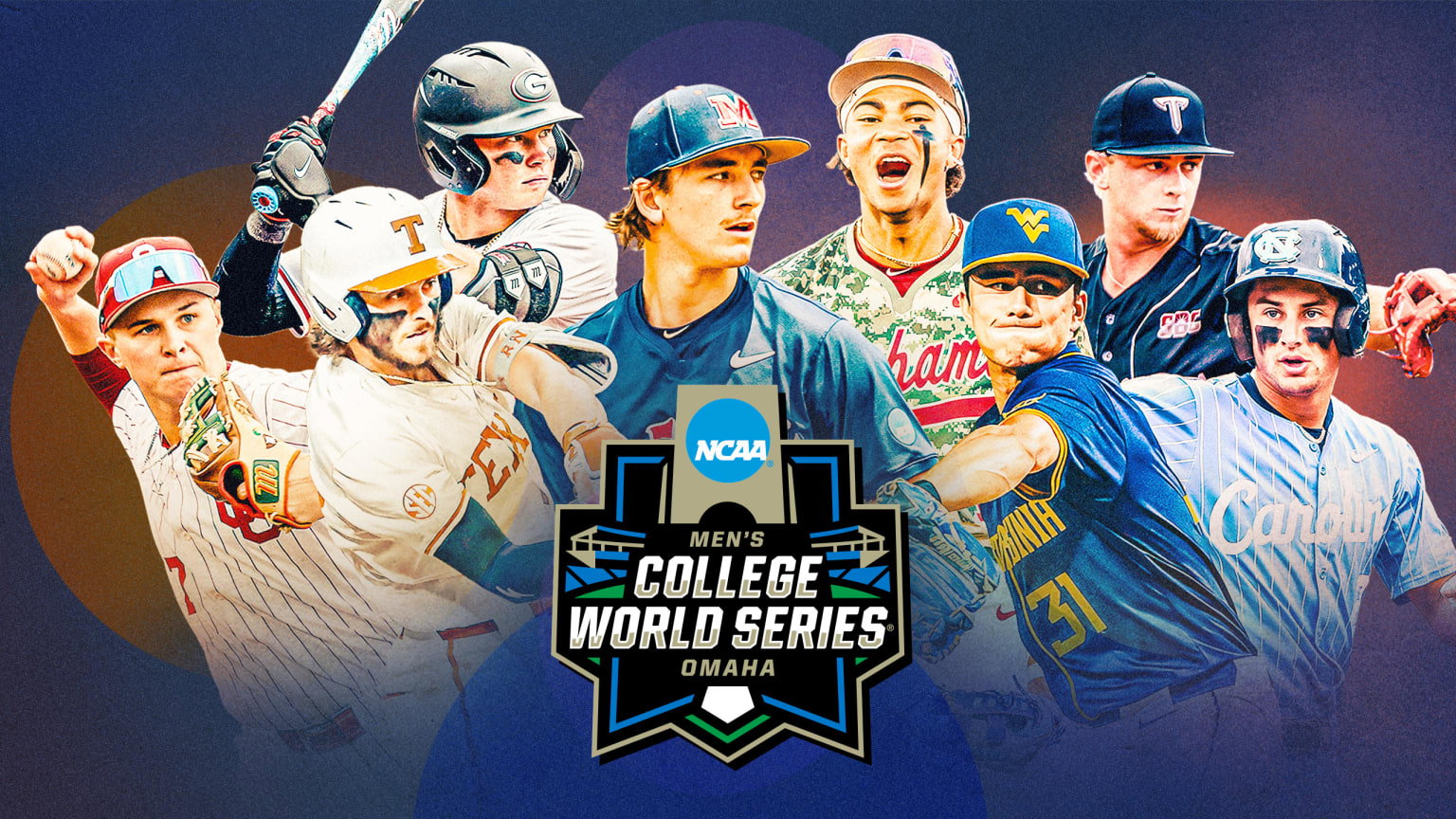Players from Men's College World Series finalists Oklahoma, Texas, Georgia, Mississippi, Alabama, West Virginia, Troy and North Carolina