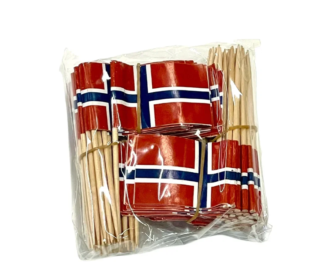 Image of Norske flagg på trepinne, pk/50