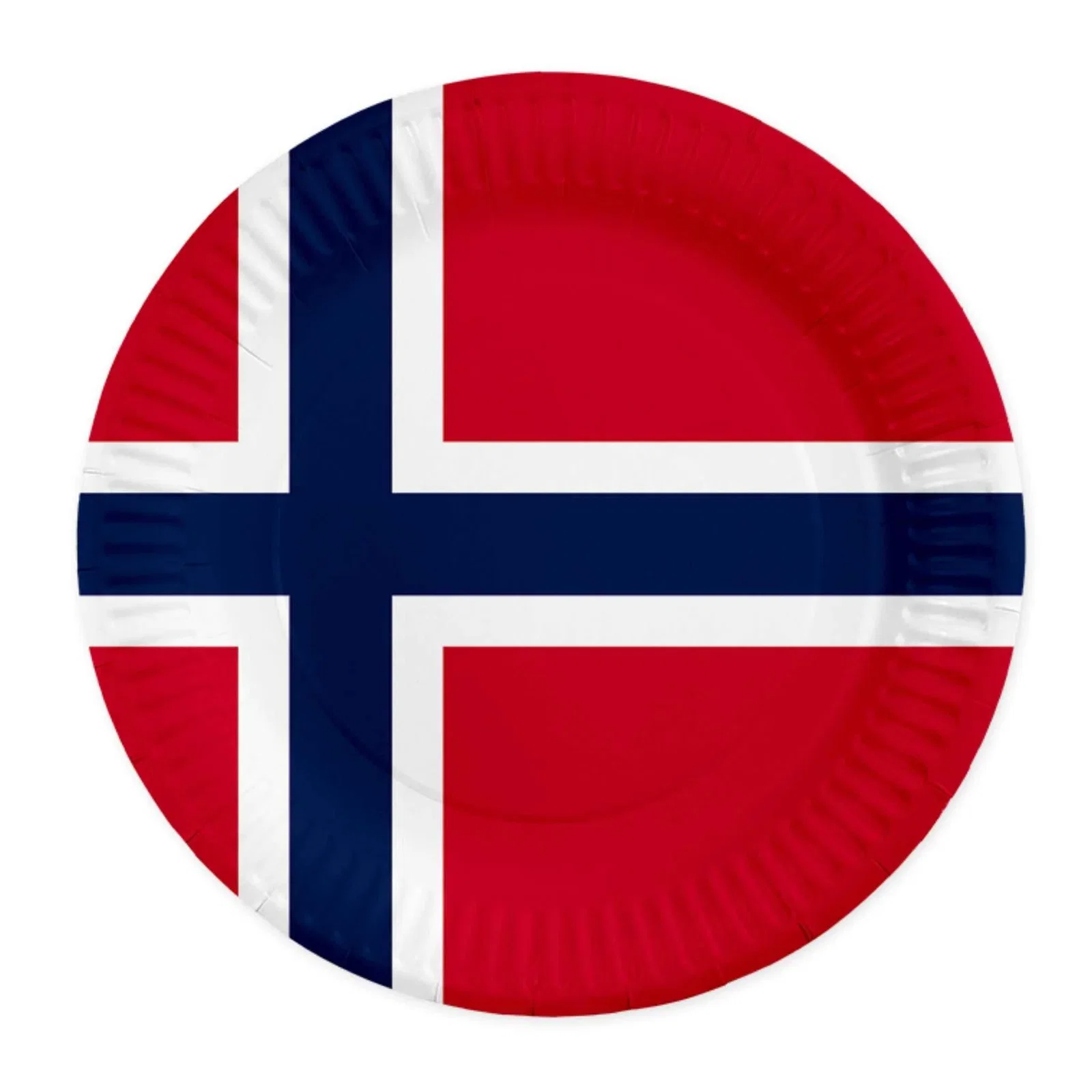 Image of Papptallerken Norsk flagg, 23cm, pk/8
