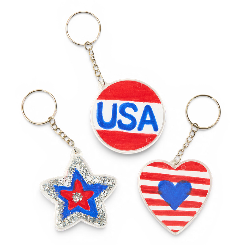 Colorations® 4th of July Sparkle Keychain Craft Kit - Makes 12 Crafts