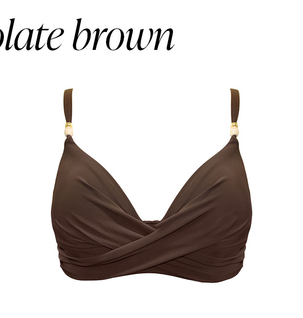 Tulum Luxe Matte Non-Padded Underwired Twist Front Bikini Top - Chocolate