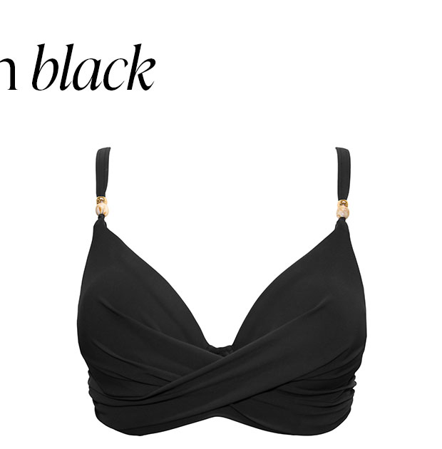 Tulum Luxe Matte Non-Padded Underwired Twist Front Bikini Top - Black