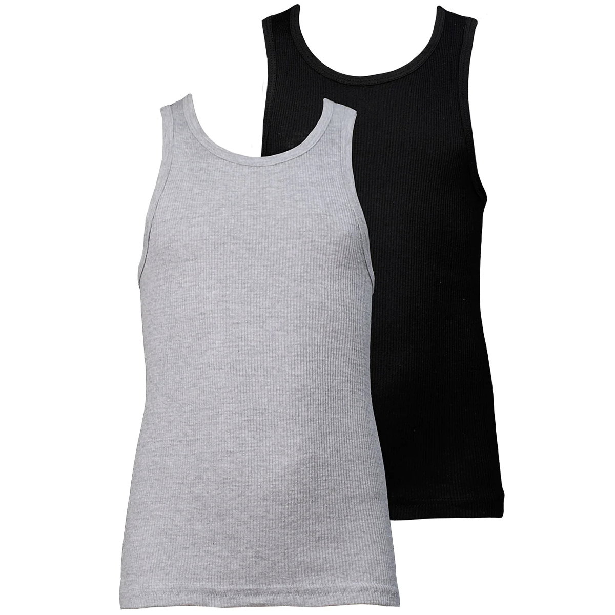 Boys' A-Shirts - Black & Gray, Large, 3 Pack