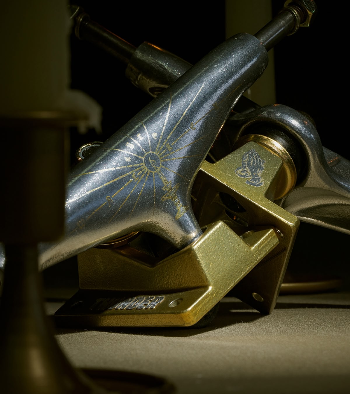 Shop skate trucks, featuring trucks from Thunder.