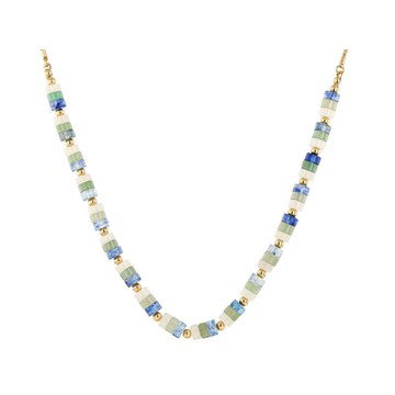 Gold Tone Resin & Bead Necklace