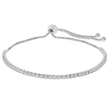 White Topaz Platinum Over Sterling Silver Bolo Bracelet 2.60ctw