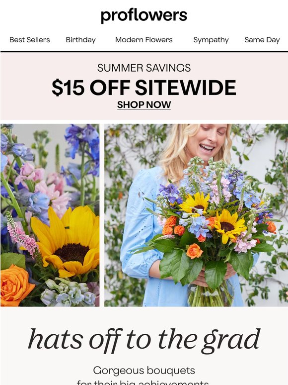 Make Their Day A Little More Special - $15 Off on All Flower Deliveries