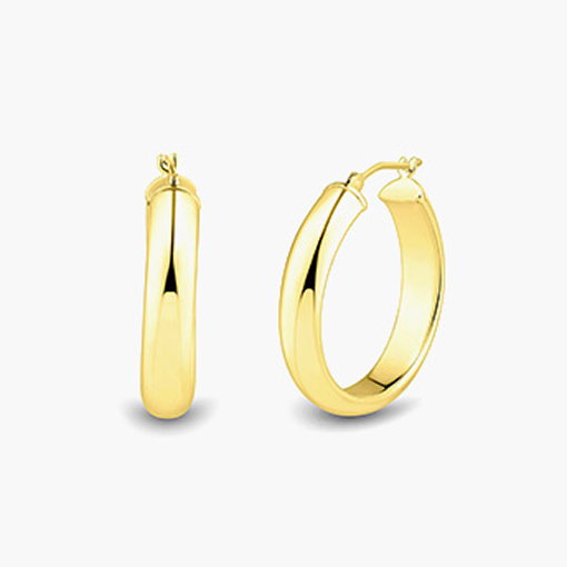 Half Round Hoop Earrings in 14K Yellow Gold