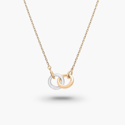 Two-Tone Linked Circle Necklace in Vermeil
