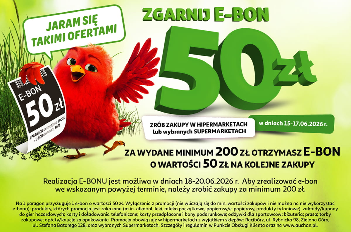Zgarnij e-bon 50 zł za zakupy za minimum 200 zł
