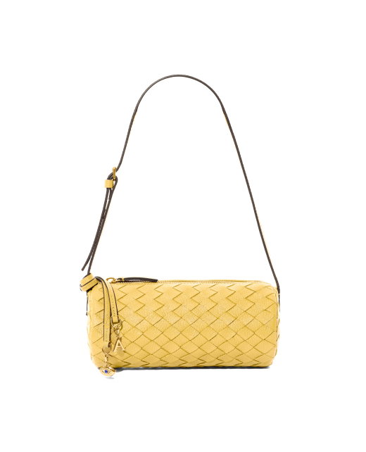 Woven Leather Barrel Bag 