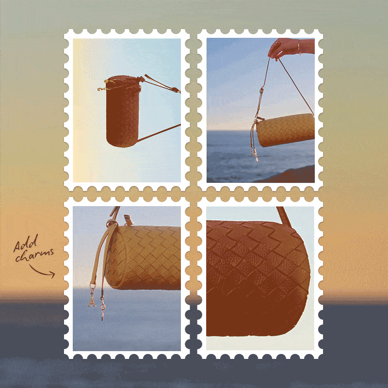 Woven Leather Barrel Bag 