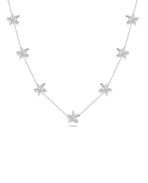 Multi Starfish Necklace (Silver)