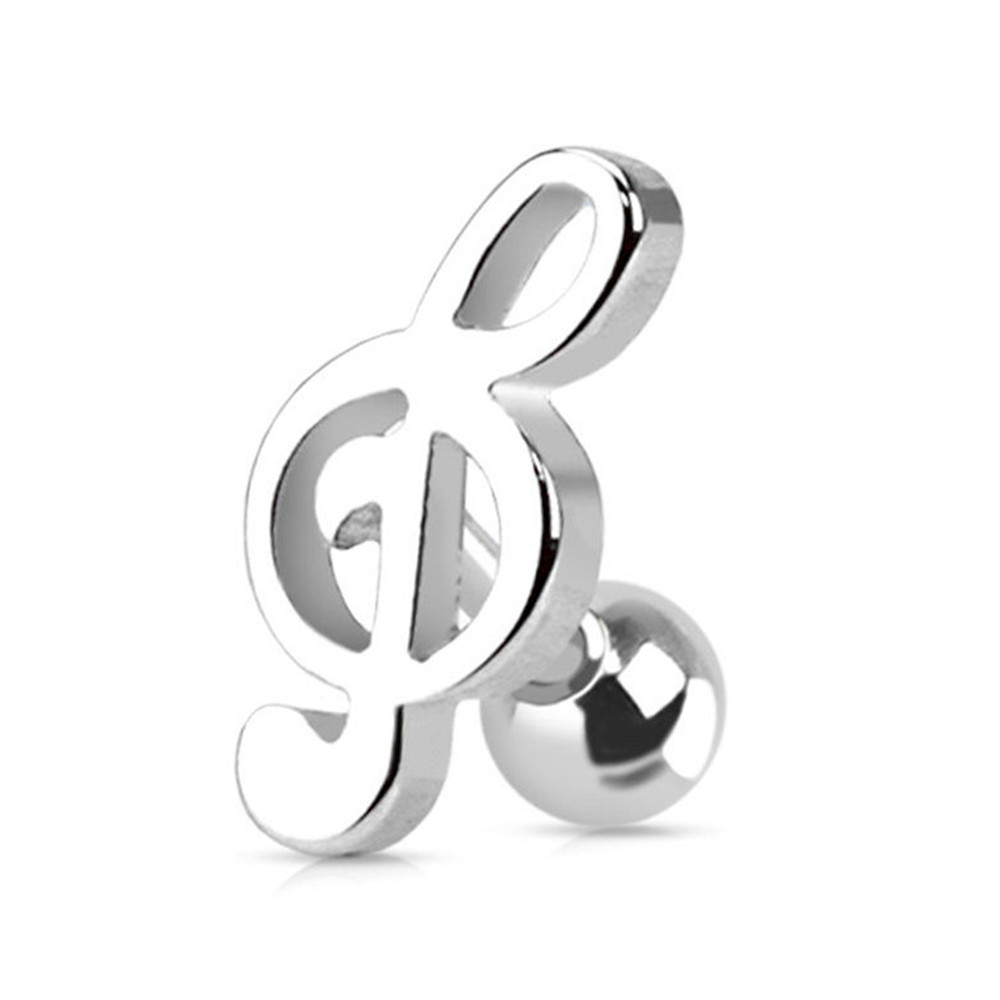  Treble Clef Cartilage Barbell Earring Piercings Jewelry 16G 6mm 