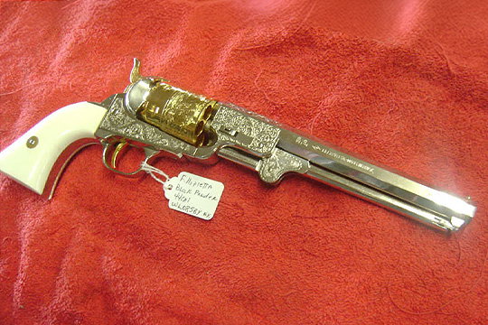F.llipietta Black Powder Only 44 Cal Engraved 71/2"Barrel Engraved