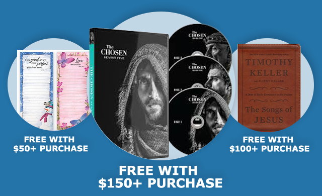 Note Pads Free With $50+ Purchase | Timothy Keller Book Free With $100+ Purchase | The Chosen Season 5 DVD Free With $150+ Purchase