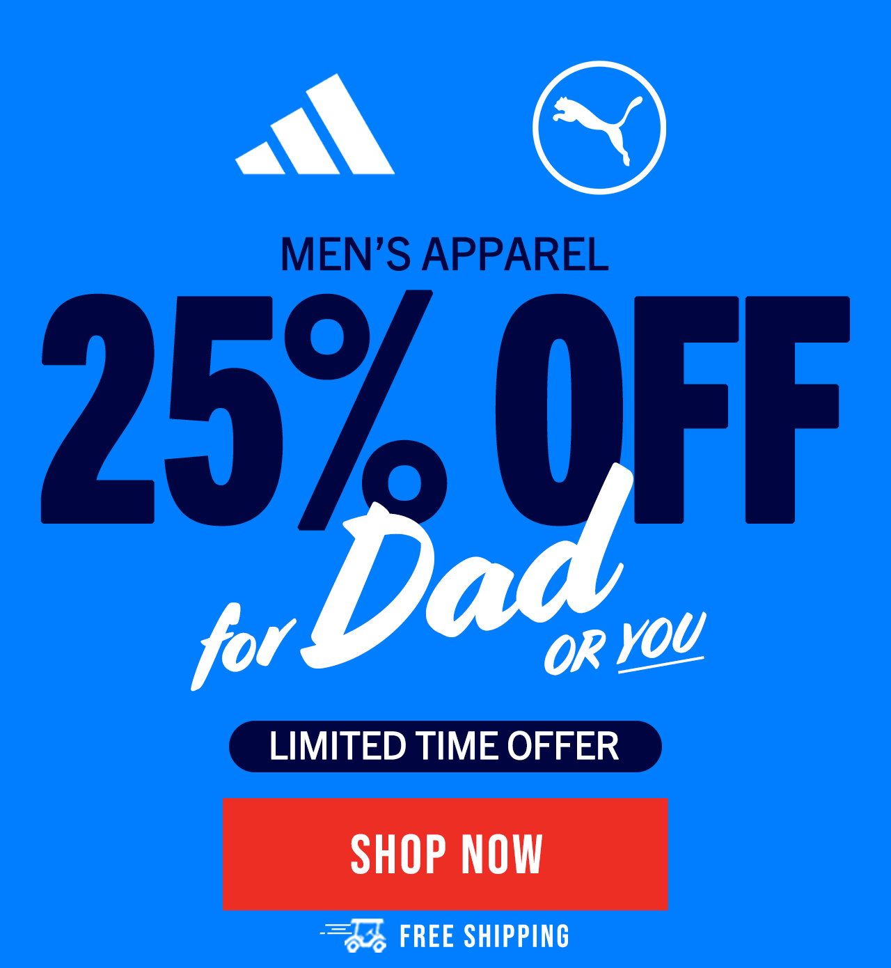 adidas + Puma Men's Apparel | 25% OFF + Free Shipping