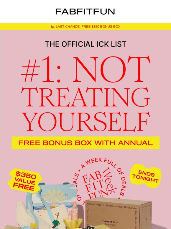 🚩 Things that give us the ick: not treating yourself.