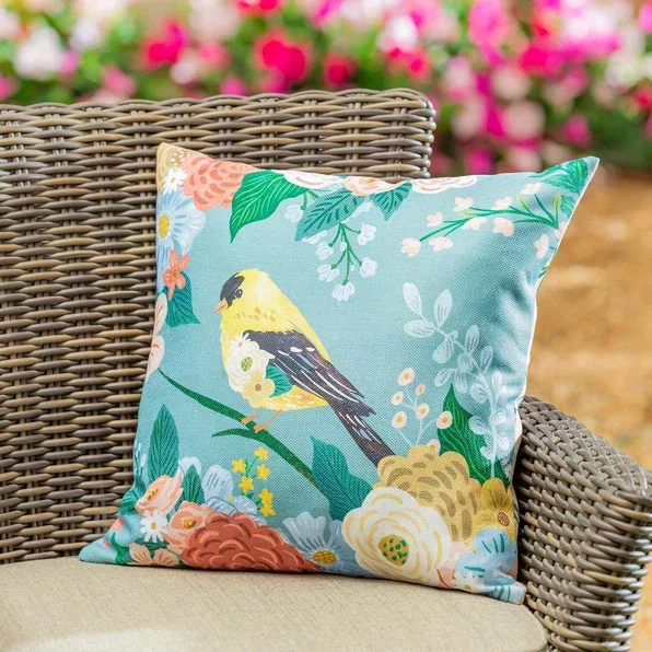What She Shed Goldfinch Pillow Cover