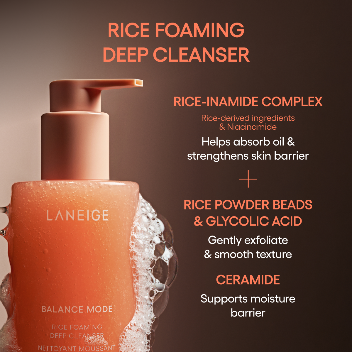 RICE FOAMING DEEP CLEANSER - Rice-inamide complex